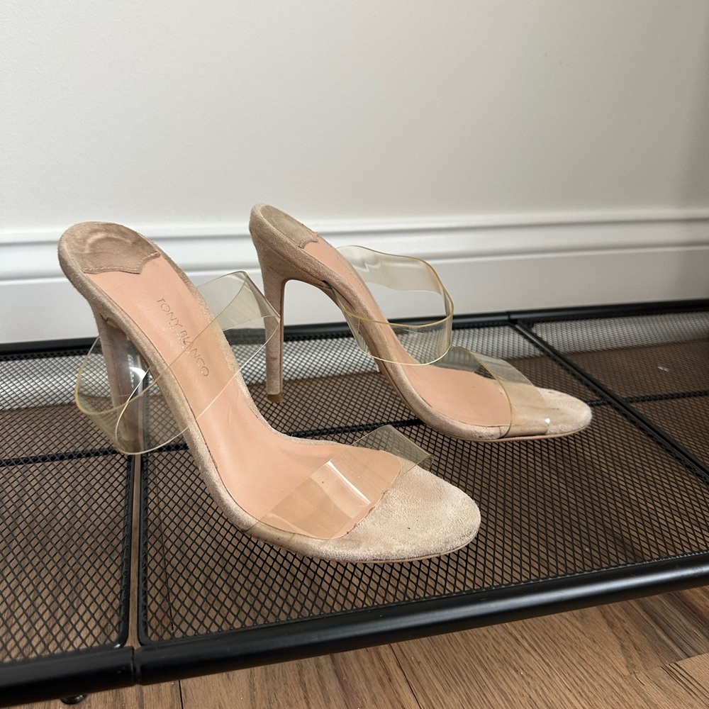 Transparent Strap Nude Heels